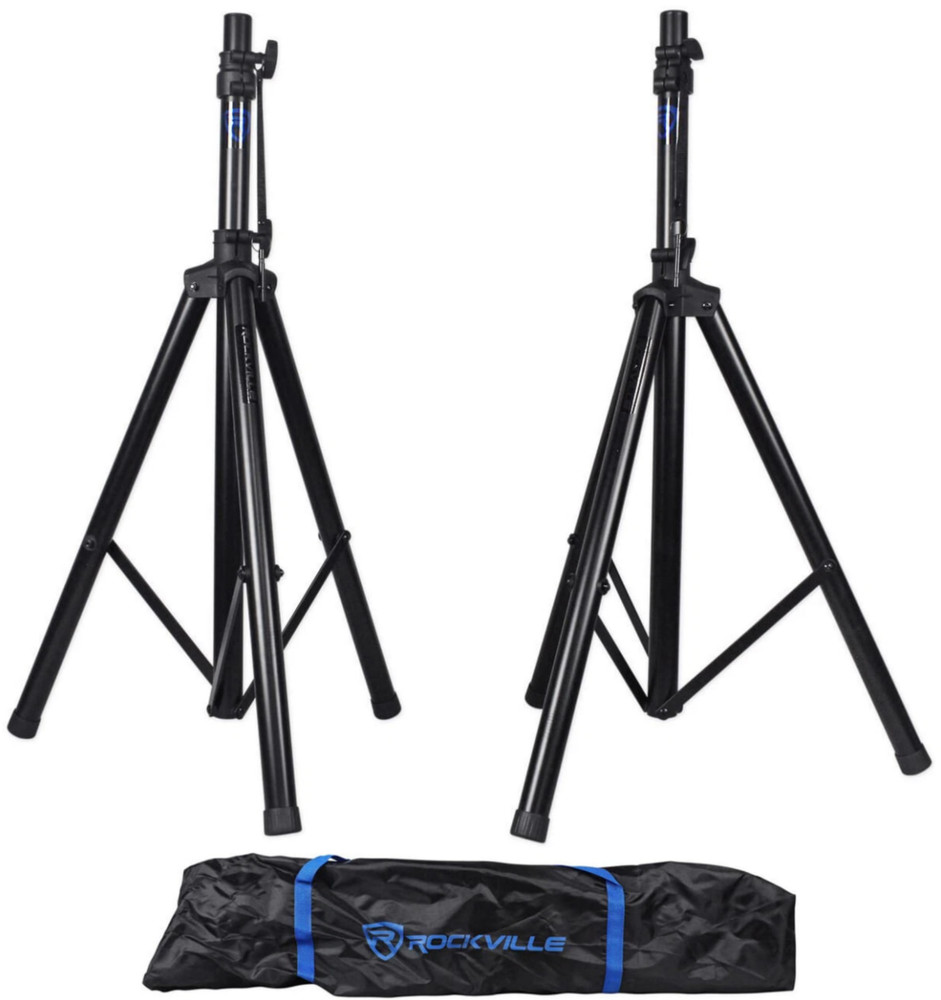 Pair Rockville RVES1 Adjustable Tripod DJ PA Speaker Stands+Carry Bag/Universal!