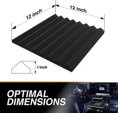 12 Pack Self-Adhesive Acoustic Panels 1 X 12 X 12 Inches – Acoustic Foam –