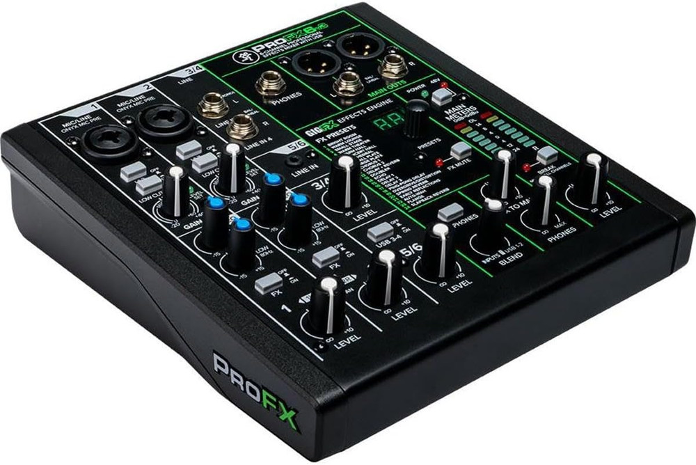 Profx6V3 6-Channel Professional Analog Mixer with USB, Onyx Mic Preamps and Gigf