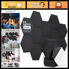 12 Pack Soundproof Hexagon Acoustic Wall Panels 12″x10″ Self-Adhesive for Studio