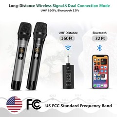 Wireless Microphone with Bluetooth, Professional UHF Battery, Small Receiver