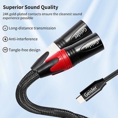 USB C to 2 XLR Male Copper Cable Nylon Braid Low Noise for Muscial Instrument