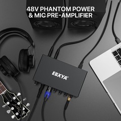 EBXYA 2×2 Audio Interface for Recording Music, 24-bit/192kHz Plug and Play USB I
