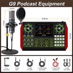 G9 Podcast Equipment Bundle with Audio Mixer for Streaming Singing, 3.5mm Con…
