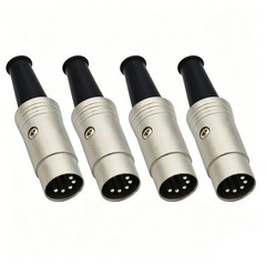 4PCS 5 Pin DIN MIDI Male Connector Heavy Duty Metal Solder Plug for Audio Cable