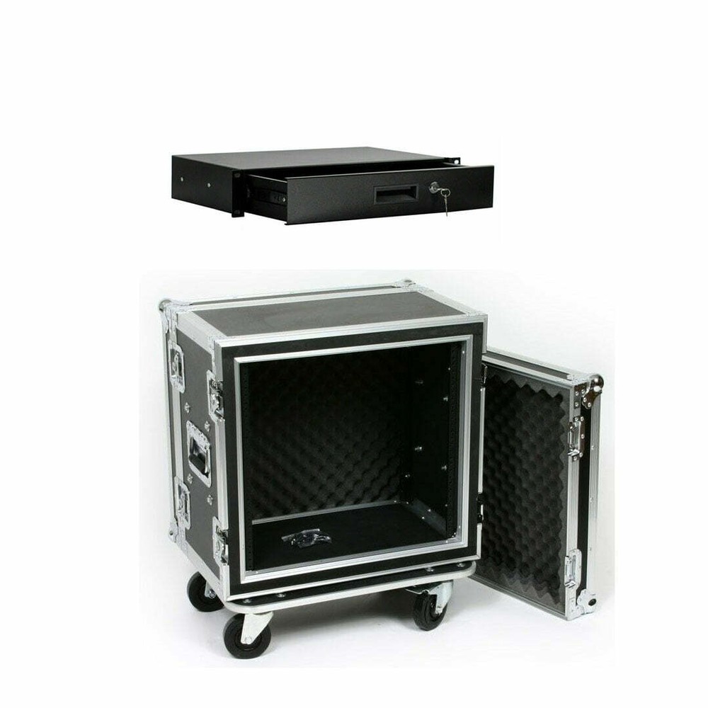 OSP 10 Space 12″ Deep ATA Pro Shock Rack Road Case & 2 Space Rack Drawer
