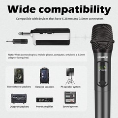 talomen Wireless Microphone,Professional Dual Handheld standard, Gray
