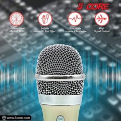 5Core Microphone Pro Microfono Dynamic Mic XLR Audio Cardiod Karaoke Vocal