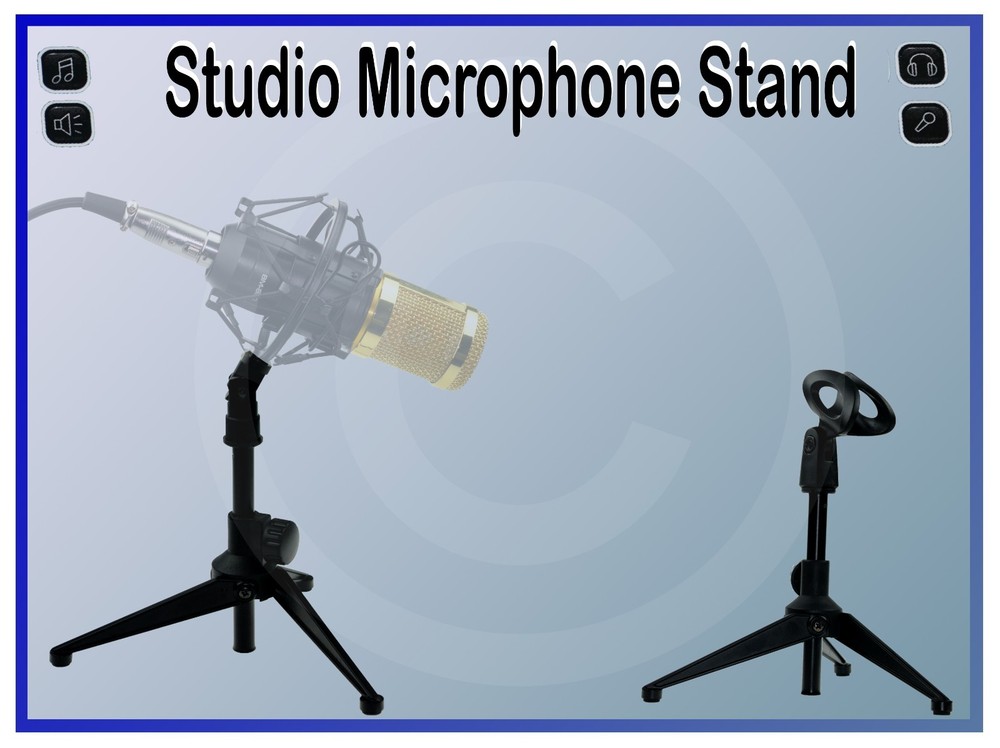 Adjustable Desktop Microphone Stand Tripod – Foldable Tabletop Mic Holder