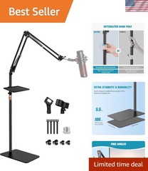 Microphone Stand with Weighted Base, Mic Floor Stand Boom Arm with Mic Access…