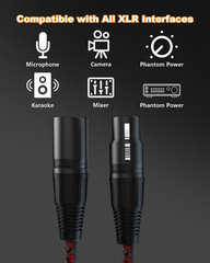 XLR Cable Short, Mic Cord 1 Ft 2 Pack, All Length from 6Inch to 100Ft, Braided