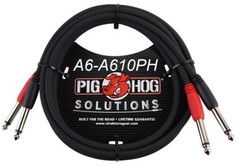 10ft Dual 1/4″ TS Mono Male to Male Plug Noise Free Pig-Hog Audio Cable