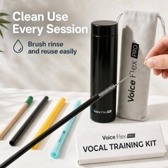 VoiceFlexPro Vocal Trainer for Singing – Portable, Bamboo, Black, Cyan
