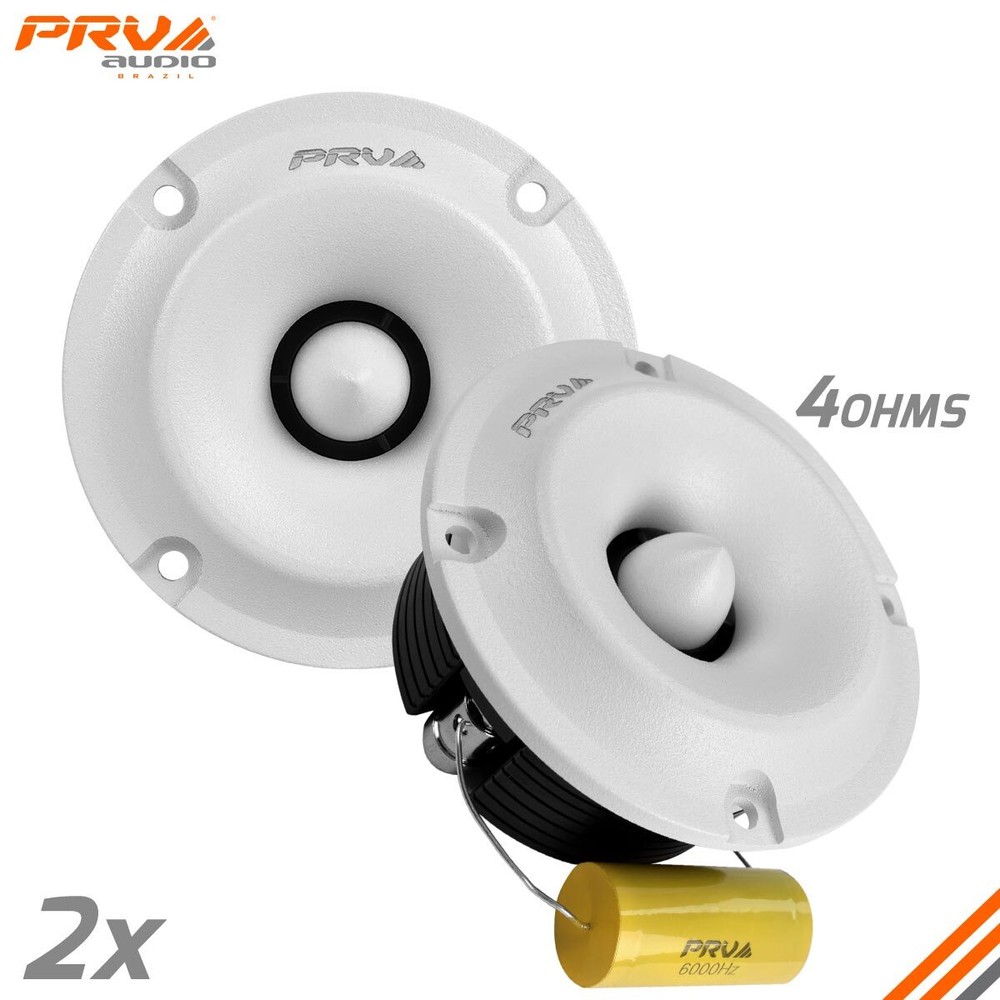 2x PRV 240W Shallow Super Tweeter Small Neodymium TW400Ti-Nd-4 SLIM WHITE 4 Ohm