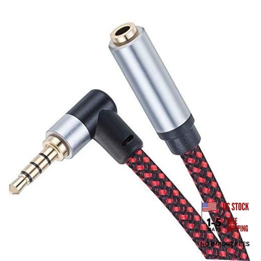 Tiierzon Audio Mic Extension Cable,90 Degree TRRS 3.5mm Aux Headphone 3Ft