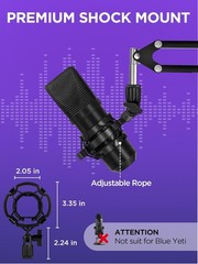 16″ Microphone Stand Mic Boom Arm for Blue Yeti HyperX QuadCast S Fifine K669B
