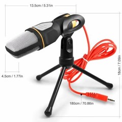 Mini Microphone With Stand Tripod Audio Recording Computer PC Phone Desktop