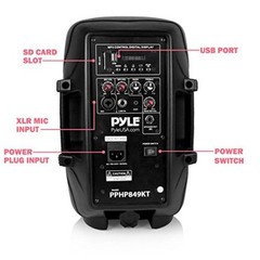Pyle Active + Passive PA Speaker System Kit, Black -PPHP849KT