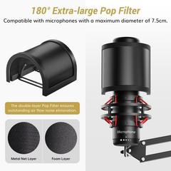 Microphone Boom Arm, Adjustable Microfono Stand Mic Arm with Extra-large Pop …