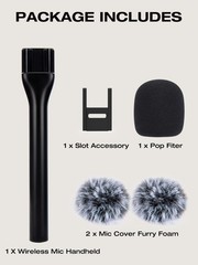 SUNMON Handheld Wireless for DJI Mic Mini with 3 Pop Filter, Black