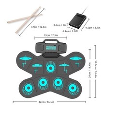 Electronic Drum Set Portable Foldable Built In Dual Stereo Speakers 9 Key Dr CHU