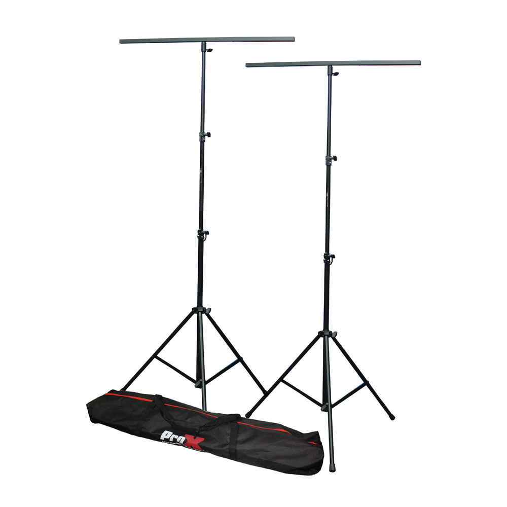 2 Prox DJ Lighting Stand w/ square T-BARS & carry case Adjustable up to 9 ft