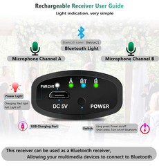 Wireless Microphone with Bluetooth, Professional UHF Battery, Small Receiver