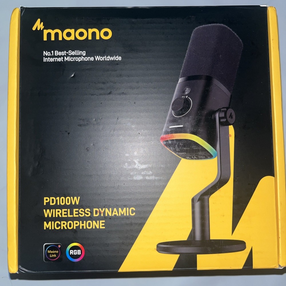 Maono PD100W Wireless Dynamic Desktop Microphone USB-C Missing Mic Arm Open Box!