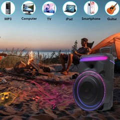 Portable Bluetooth Party Speaker 18″ Woofer Powerful Sound System LED PA Speaker