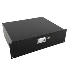 3U Pro Rack Case 19″ Steel Plate DJ Drawer Equipment Cabinet w/Key Black
