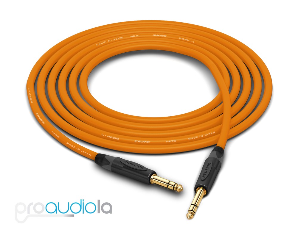 Canare Quad Cable L-4E6S | Neutrik Gold 1/4″ TRS | Orange 35 Feet | 35 Ft. | 35′