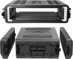 2U Rack Case, Space 16″ Deep 19″ Rackmount Flight Cases Microphone Carrying Case