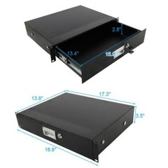 2U Pro Rack Case 19″ Steel Plate DJ Drawer Equipment Cabinet w/Key Black High Qu