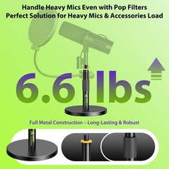 AA AUDIO ACCESSORY Short Mic Stand Desk, Ultra Low 5 Inch Adjustable, Black