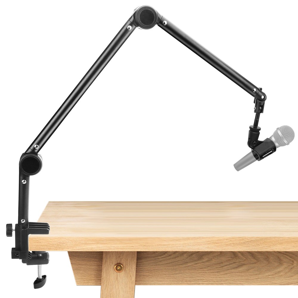 Low Profile Microphone Boom Arm Mic Desk Stand Adjustable w/ 3/8″ 5/8″ Adapter
