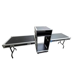 Mobile 3-Door Non-Shockproof Audio Rack Case w Mixer Stand 16U Rolling Cabinet