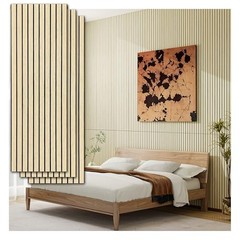 Peel and Stick Acoustic Wall Panels 8-Pack 43.3″ * 11.8″ – 3D Wood Slat Oak