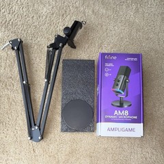 FIFINE AM8 USB/XLR Dynamic Cardioid Mic, Boom Arm, Black, Streaming/Podcast
