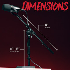 Gator Rok-It Series Low-Profile Microphone Stand with 16″ Adjustable Boom Arm