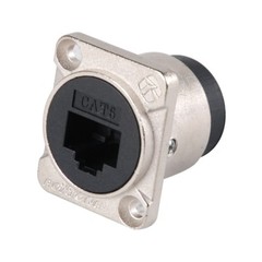 RJ45 Cat 6 Feedthru Panel Mount (D Type) Shielded Connector – Female to Female