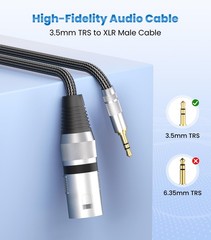 3.5mm to XLR Cable Unbalanced Mini Jack Adapter Microphone Cord 1.6ft
