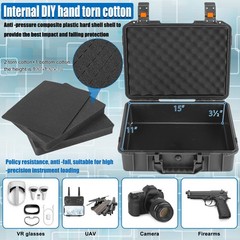 16 inch Hard Carrying Case,Shockproof Storage Box with Customizable Foam,Port…