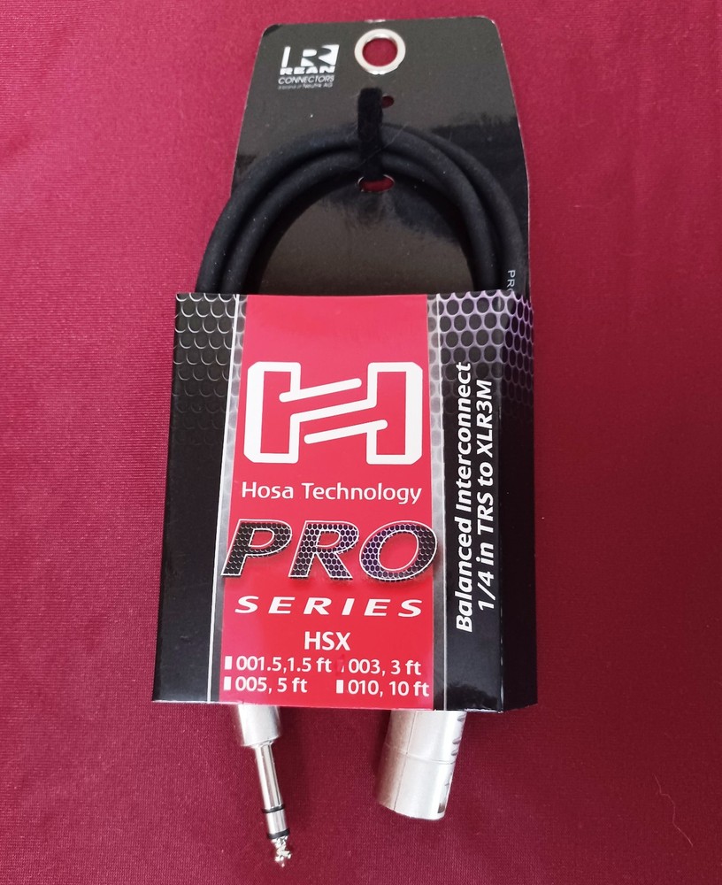 Hosa Pro HSX-003 3ft. Balanced interconnect 1/4 in TRS to XLR3M