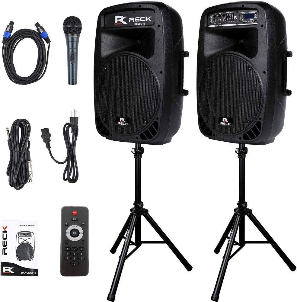 PRORECK DANCE 12 Inch Powered PA Speaker System Bluetooth 1000W Portable for DJ