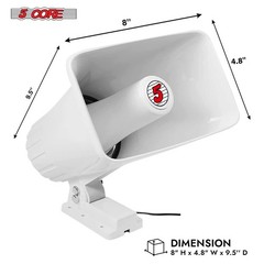 5Core PA Speaker Pair 5×8″ 65W Bull Horn Loud Audio 8Ohm Outdoor Speakers System