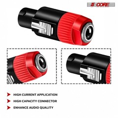 5 Core Speakon 1/4″ Female – Male Connectors Pair 4 Pole SpeakON Connector