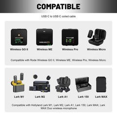 USB C Microphone Cable for Rode Wireless GO II, Hollyland Lark, iPhone, MacBook