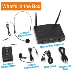 PYLE Compact UHF Wireless Microphone System – Pro Portable 1 One size, Black