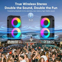Portable Karaoke Machine Bluetooth Speaker w/ 2 Wireless Mics LED Light