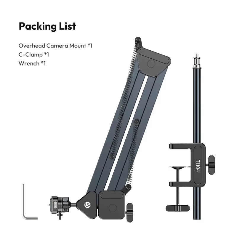 Overhead Camera Mount Microphone Stand Detachable C-clamp 2KG Load for Camera Mi